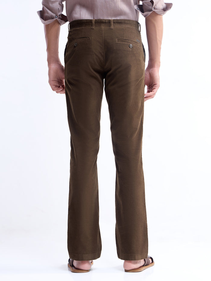 Solid Regular Fit Trousers - Brown t4option_0