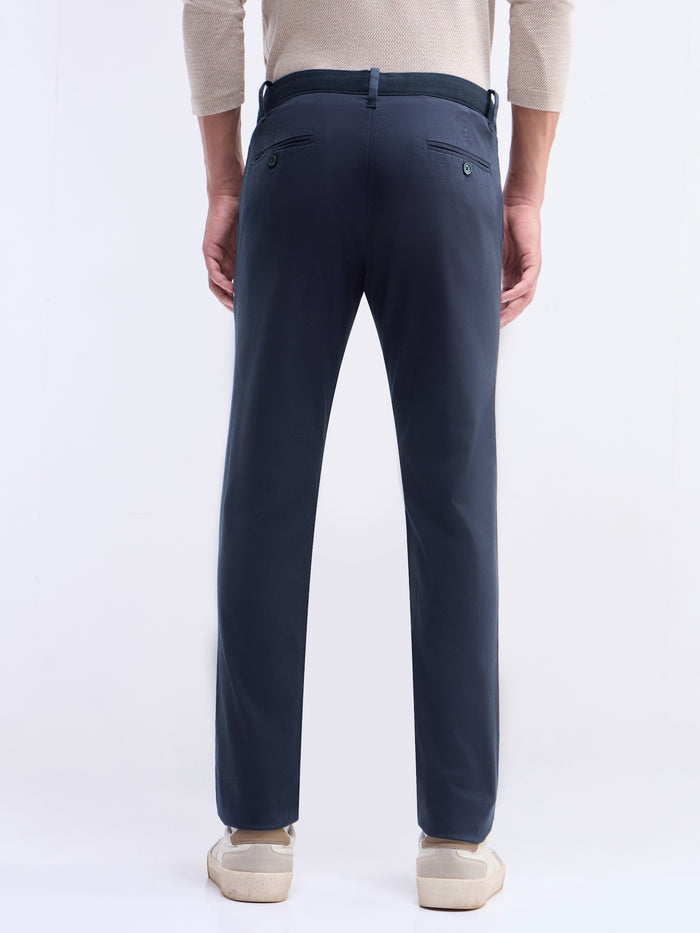 Solid Slim Fit Trousers - Dark Navy t4option_3