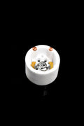 Solopipe Elektra replacement ceramic bowl on black background, white ceramic cup with visible spiral heating coil and contacts.