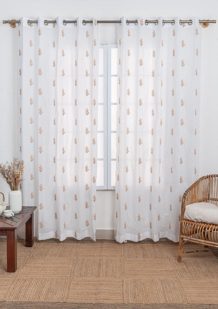 Spring premium 100% cotton floral fabric for sheer curtain