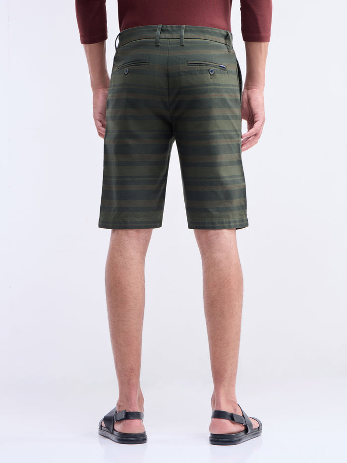 Striped Shorts - Olive t4option_0