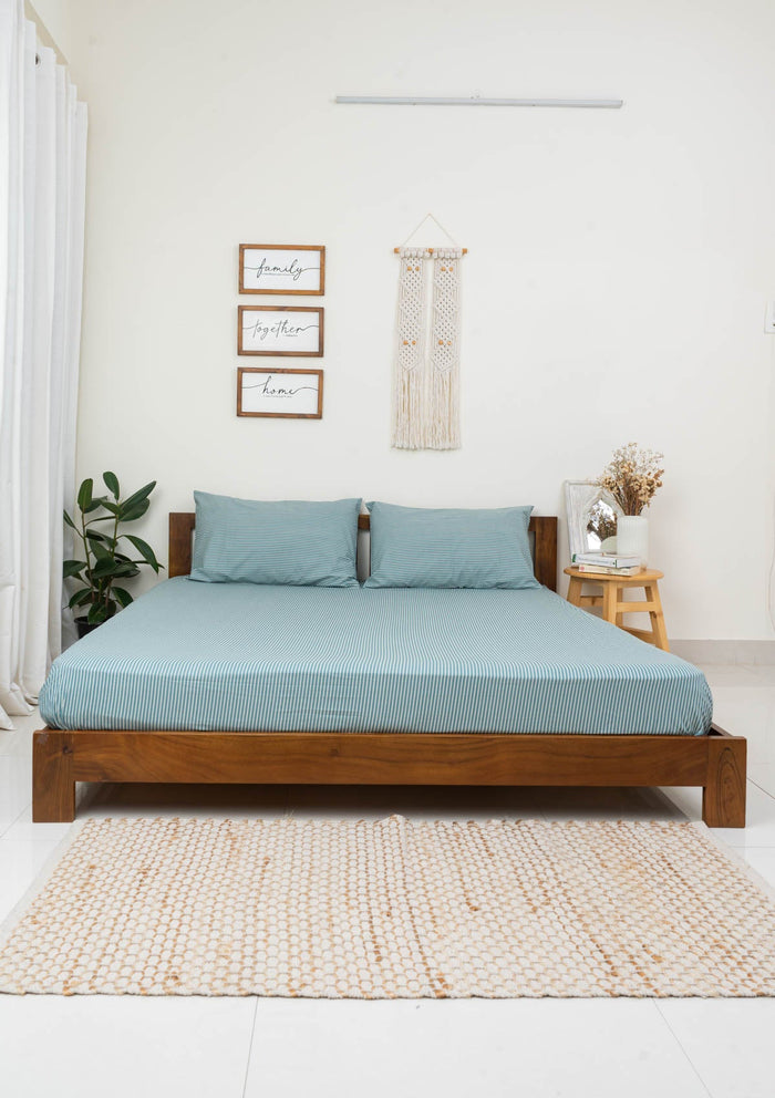 Stripes Fitted Sheet - Turquoise