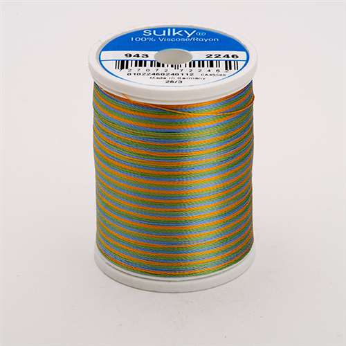 Sulky 40 wt 850 Yard Rayon Thread - 943-2246 - Med Blue/Grn/Tan