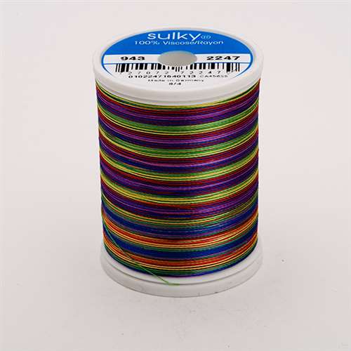 Sulky 40 wt 850 Yard Rayon Thread - 943-2247 - Blue/Lav/Red/Yel/Grn
