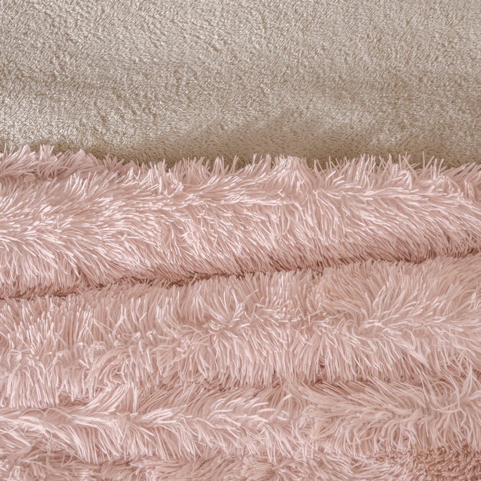 SWEET PINK COLOR SHAGGY BLANKET WITH SHERPA SOFTY THICK AND WARM CALIFORNIA KING SIZE MADE IN MEXICO