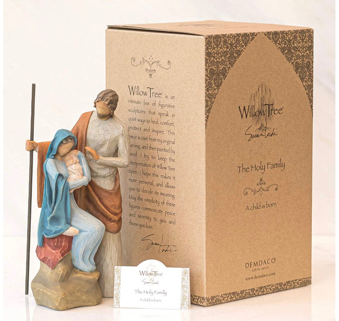 THE HOLY FAMILY FIGURE SCULPTURE HAND PAINTING WILLOW TREE BY SUSAN LORDI (7.5”)