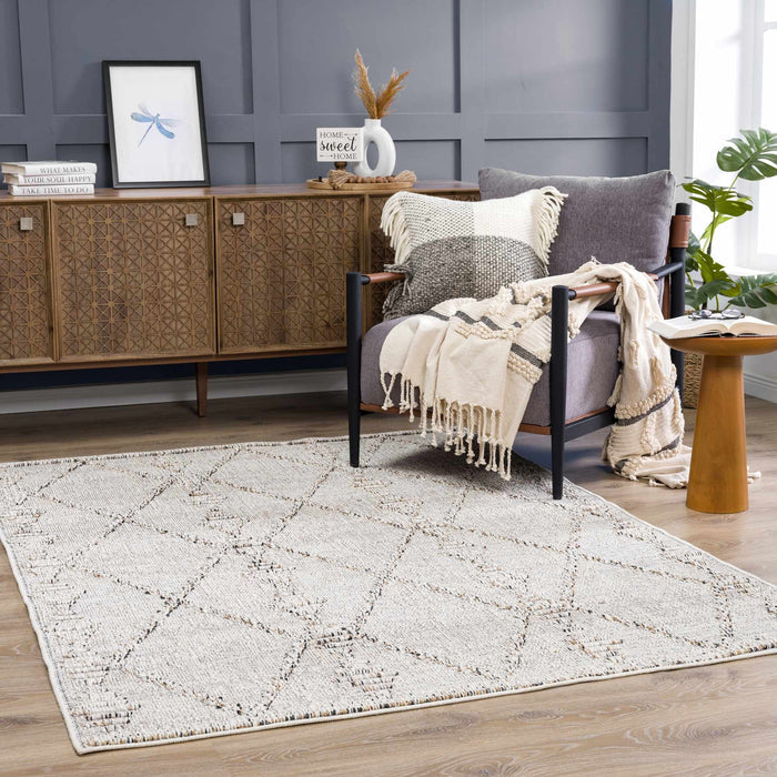 Traditional Tribal Design Beige Medium Pile Outdoor Area Rug - The Rug Decor