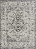 Traditional Turkish Deign Ivory, Gray and Black Style Low Pile Area Rug - The Rug Decor