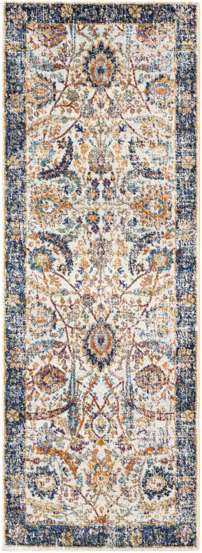 Traditional Turkish Design Beige, Navy, Mustered, Gold and Pink Medium Pile Area Rug - The Rug Decor
