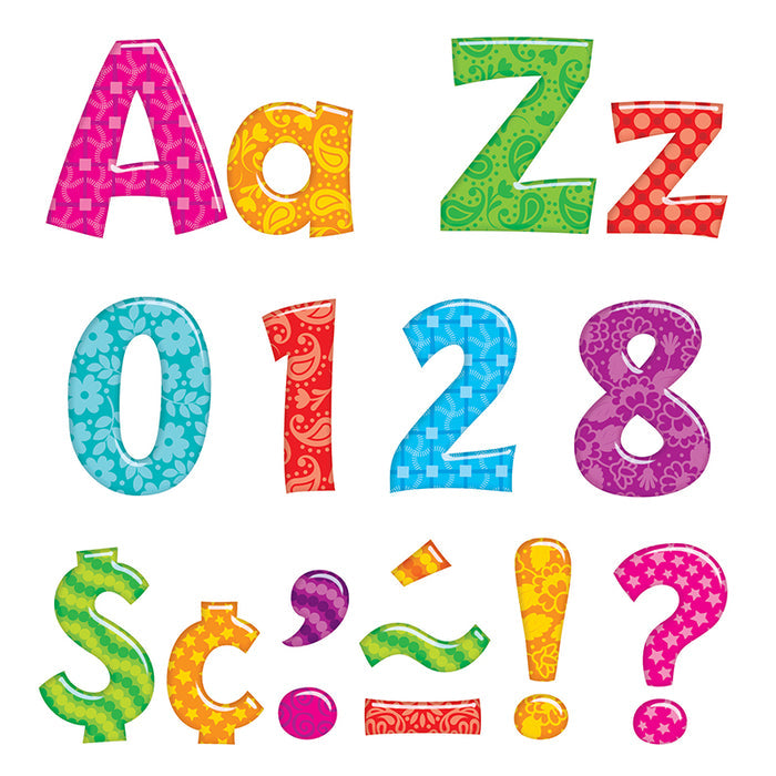 Trend Playful Ready Punch Out Letters Combo, 4" Uppercase Lowercase Assorted Designs