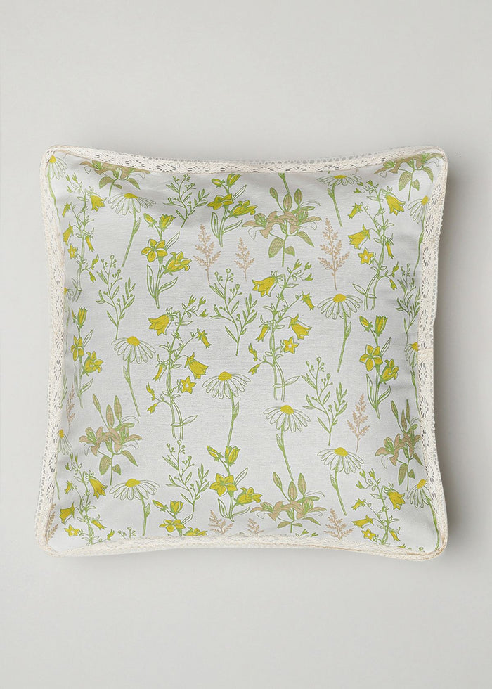 Tulip Garden 100% cotton floral cushion cover for sofa - Multicolor