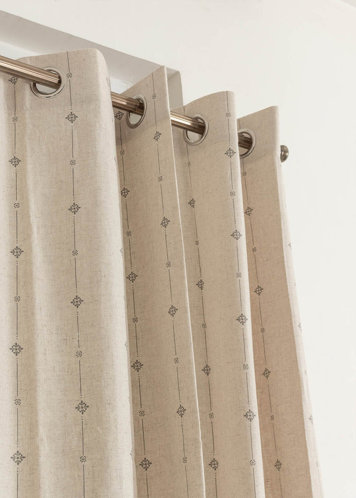 Tulsi Linen Cotton Blend ethnic textured Curtain for Living room & bedroom - Light Reduction  - Beige - Single Piece