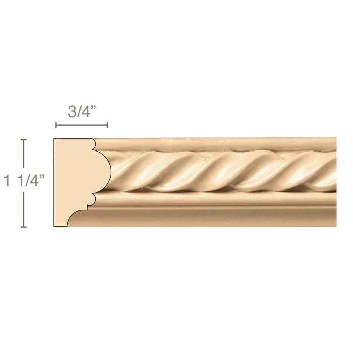 Twisting Ribbon (Repeats 1 1/8), 1 1/4''w x 3/4''d x 8' length, Resin is priced per 8' length Carved Mouldings White River Hardwoods Maple