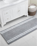 VCNY Stripe Noodle 24”x 60” Bath Rug Runner, Grey/White