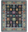 Vibrant Colorful Black, Beige, Purple and Blue Hand Knotted Traditional Oushak Custom Made wool Area Rug - The Rug Decor