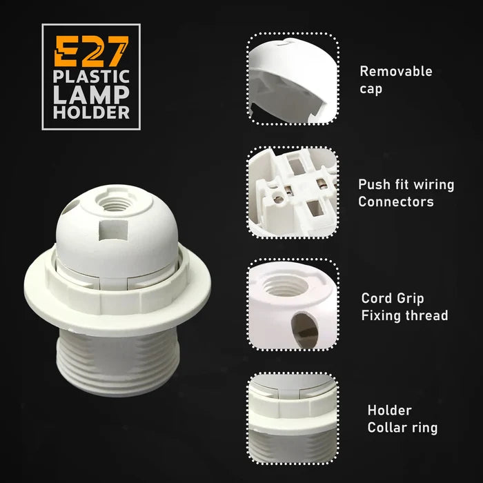 Vintage E27 Bulb Holder Pendant Socket Black 5 Pack ~4368
