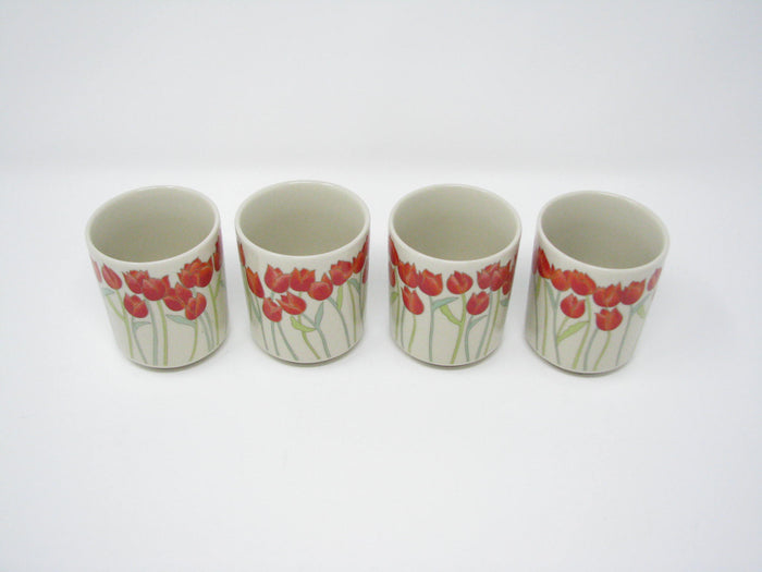 edgebrookhouse - Vintage Otagiri Tea or Sake Cups with Orange Tulips - Set of 4