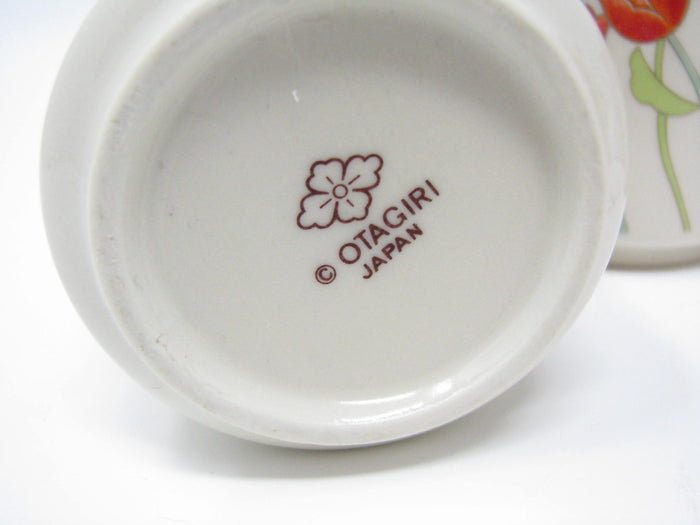edgebrookhouse - Vintage Otagiri Tea or Sake Cups with Orange Tulips - Set of 4