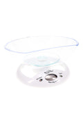 White WeighMax W-5800 kitchen scale featuring clear detachable bowl, LCD window, max 3 kg capacity with 1 g readability