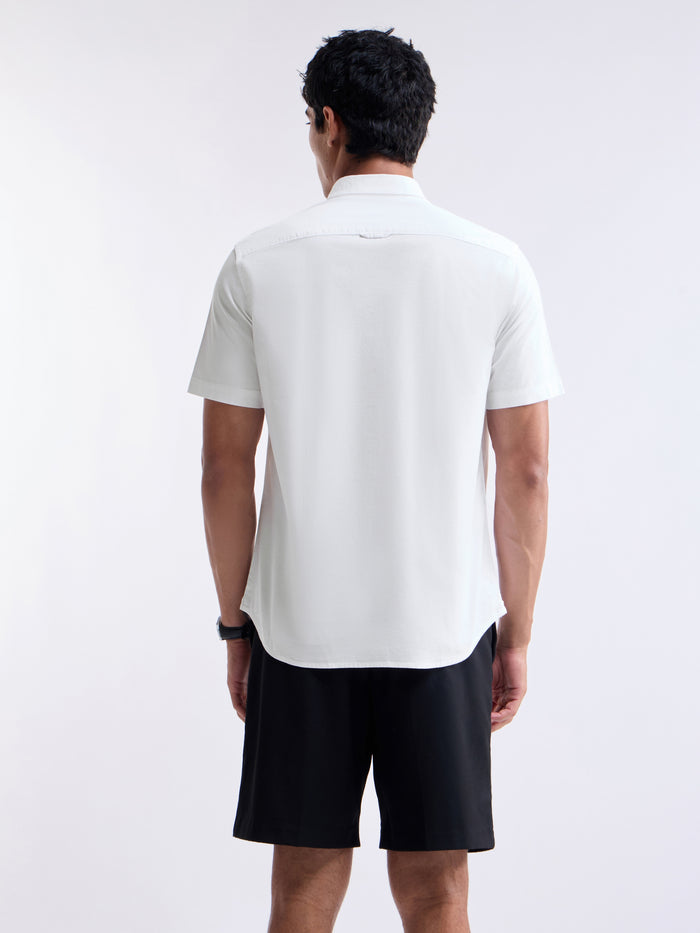 White Solid Regular Fit Shirt - White t4option_0