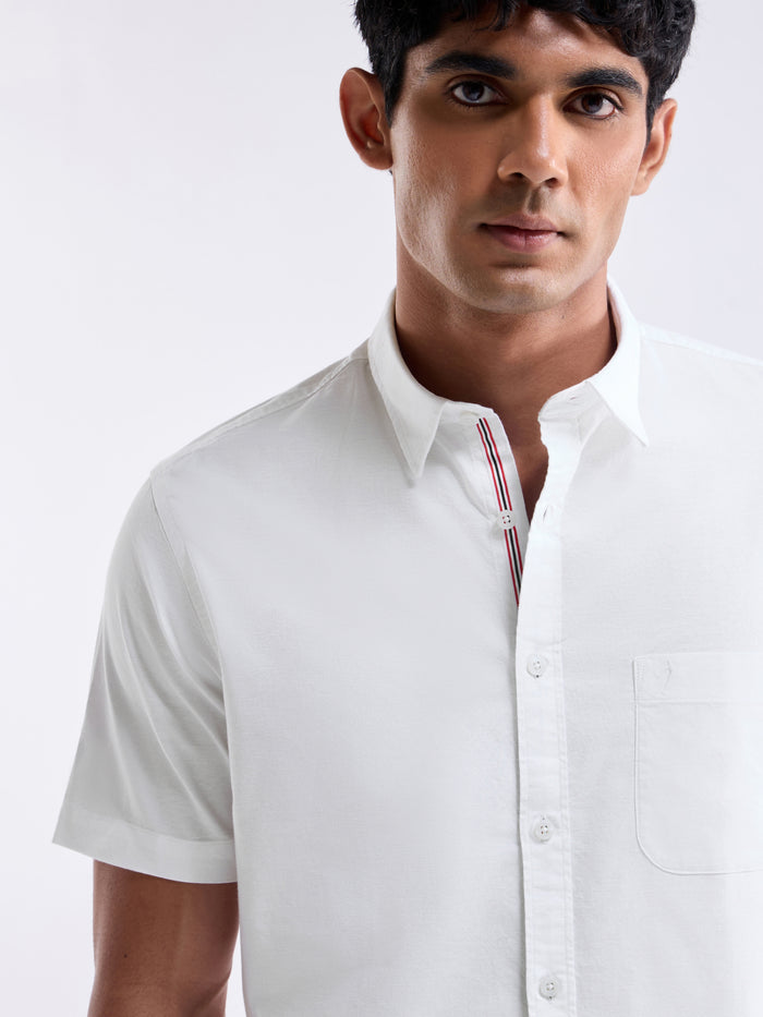 White Solid Regular Fit Shirt - White t4option_0
