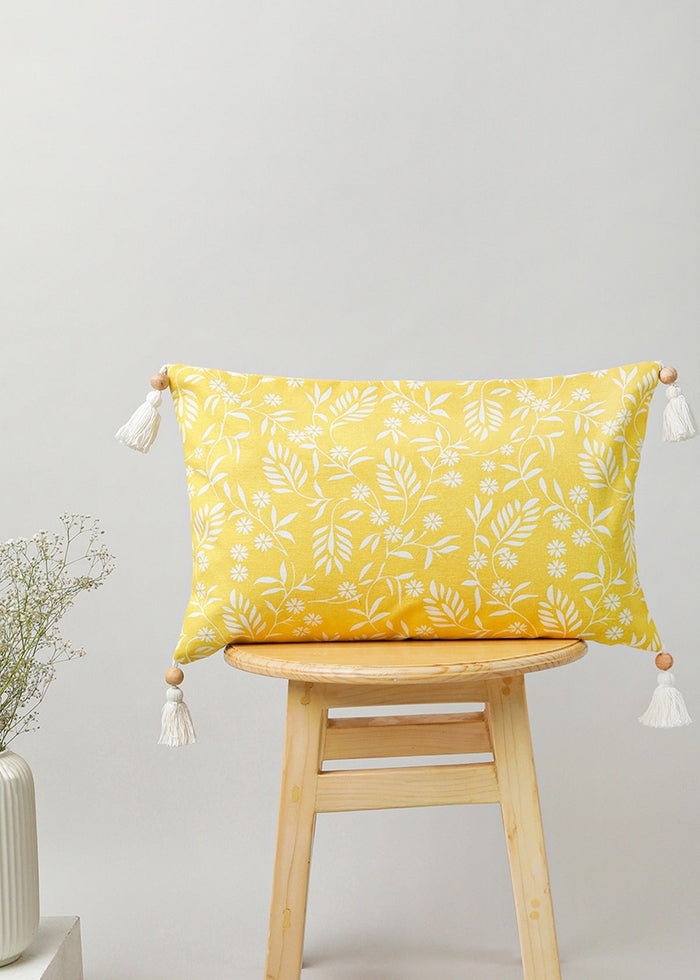 Yellow Daisy 100% cotton floral cushion cover for sofa - Yellow